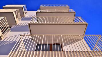 Modern apartment buildings on a sunny day with a blue sky. Facade of a modern apartment building. photo