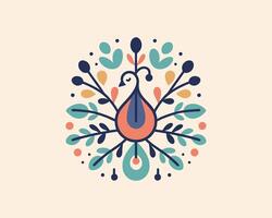 An abstract design with a peacock in the center vector