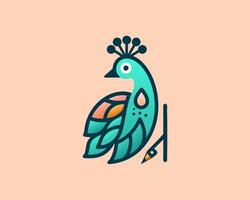 A colorful peacock with a flower on its head vector