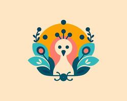 A bird with a flower on its head vector