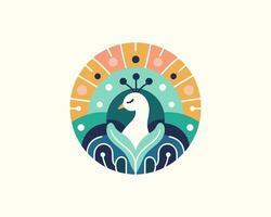 A colorful logo with a bird in the center vector