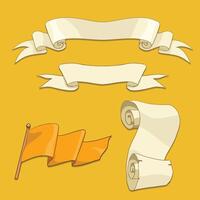 Old scroll flag and ribbon illustration vector