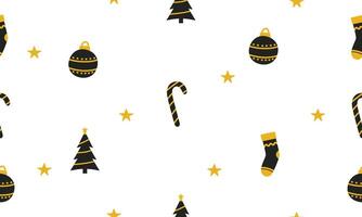 Black and yellow Christmas wrapping paper pattern on white background. Christmas gold and black seamless pattern perfect for wrapping paper vector