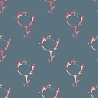 A pattern with red flowers on a gray background vector
