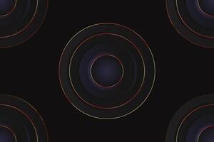 Abstract black circle shape with golden glowing frame, glittering particles and light effect vector
