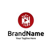 A red and white logo with a circle in the middle vector