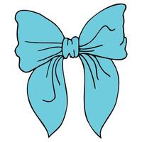 Hand-Drawn Doodle Bow Tie Outline Icon, Minimalist Design, front, cyan and black color vector