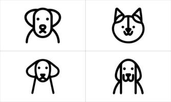 Four different dog and cat icons in black and white vector