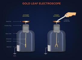 Gold Leaf Electroscope Detecting and Indicating Electric Charge vector