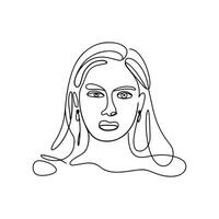 Continuous line drawing of a woman's face vector