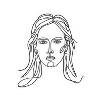 Continuous line drawing of a woman's face vector