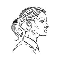 A woman's profile in a drawing style vector