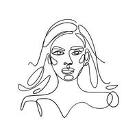 Continuous line drawing of a woman's face vector