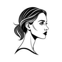 A woman's face with a ponytail and a ponytail vector