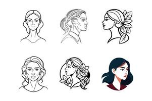 A set of four different women's faces vector