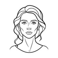 A woman's face in a line drawing vector