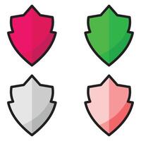 four different colored shield icons on a white background vector