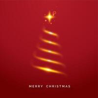Glowing Christmas tree with a star on top against a red background vector