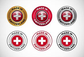 Made in Switzerland label icon with flag. Icon set for business, badge, seal, sticker, logo, and symbol vector