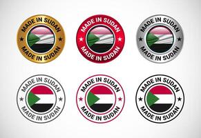 Made in Sudan label icon with flag. Icon set for business, badge, seal, sticker, logo, and symbol vector