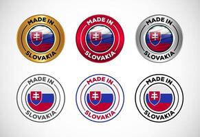 Made in Slovakia label icon with flag. Icon set for business, badge, seal, sticker, logo, and symbol vector