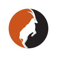 Goat silhouette in circle on white background vector