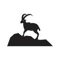 Goat silhouette on a mountain background vector