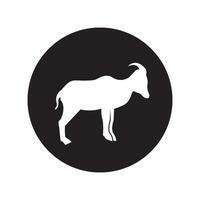 Goat icon in black circle on white background vector