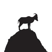 A silhouette of a goat standing on top of a mountain vector