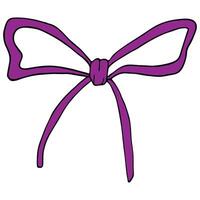 Elegant Bow Tie Sketch Icon, Clean and Minimal Design, Black and Purple Flat vector