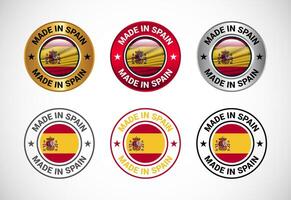 Made in Spain label icon with flag. Icon set for business, badge, seal, sticker, logo, and symbol vector