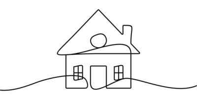 continuous line drawing of house symbol. abstract line art illustration vector