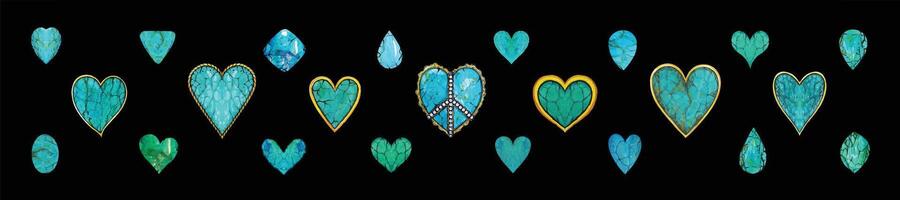Turquoise and heart banner pattern jeweley design hand drawing and make graphic . vector