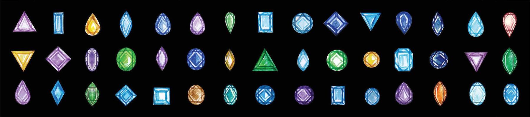 Cut gems banner pattern jewelry design hand drawing make graphic .