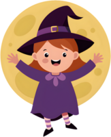 Cartoon witch girl showing playful and funny expressions. . png
