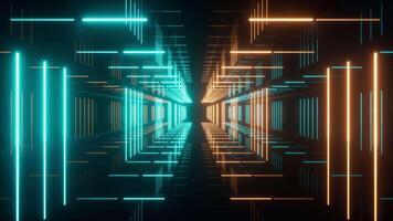 Abstract neon tunnel, 3d rendering. video