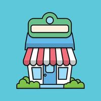 Mini Shop Design with Striped Roof and Front Window vector