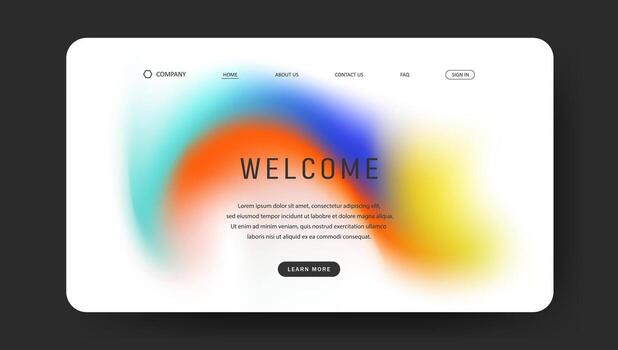fluid gradient landing page with futuristic retro background design vector
