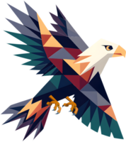 Cubism bald eagle graphic with geometric patterns. . png