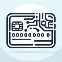 A credit card icon with a circuit board on it vector