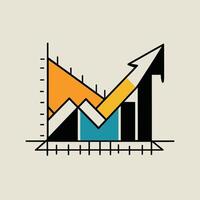 An icon of a graph with an arrow going up vector