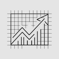 A graph chart with an arrow going up vector