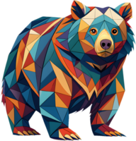 Bold and colorful cubism bear in abstract form. . png