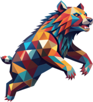 Abstract cubism bear illustration with sharp geometric elements. . png