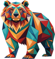 Creative cubism bear design in angular geometric style. . png