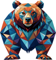 Striking cubism bear art in dynamic geometric forms. . png