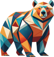 Geometric cubism bear drawing with sharp abstract lines. . png