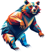 Dynamic cubism bear art with sharp, angular patterns. . png