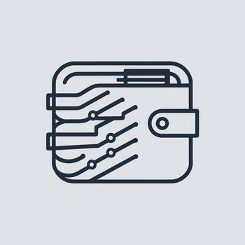 A wallet with a circuit board inside it vector