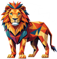 Cubism lion artwork featuring sharp abstract shapes and angles. . png